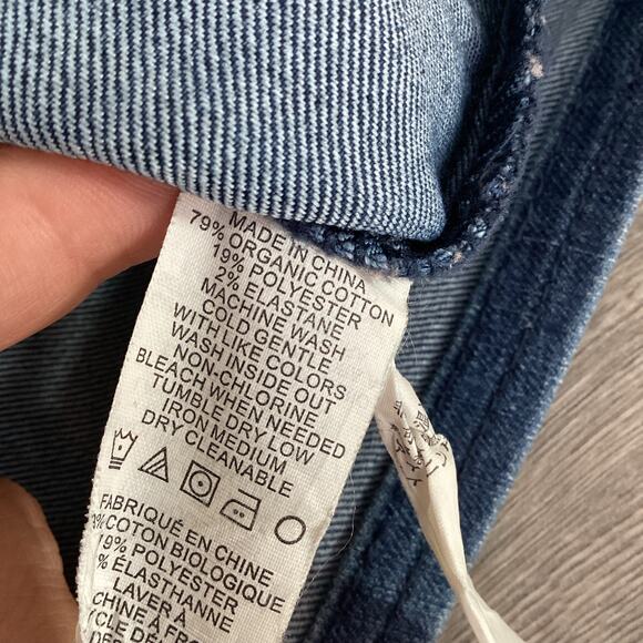 prAna Mini Skirt Organic Cotton Denim Front Button Size 2 Stretch Casual - Picture 8 of 13